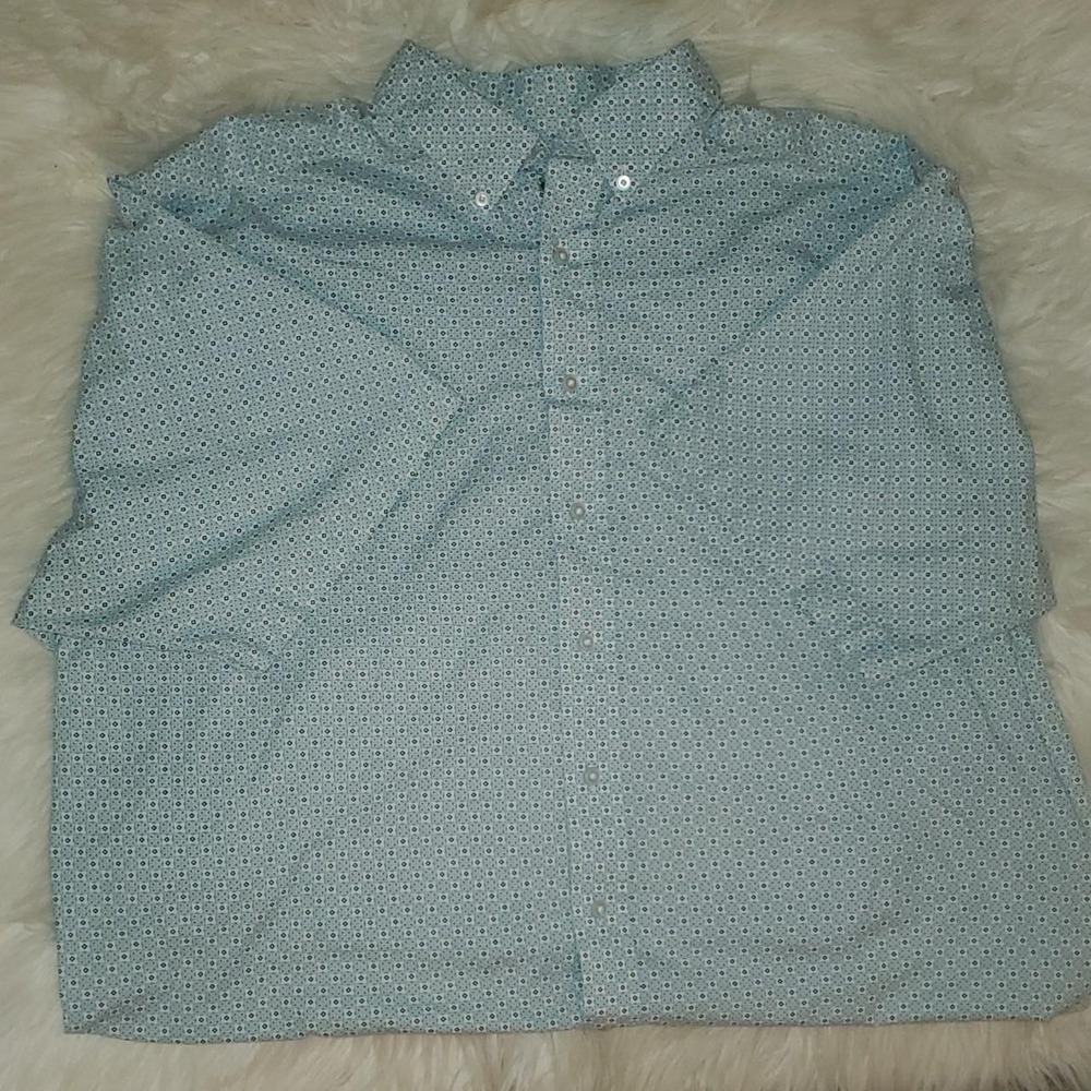 Men's Ariat Blue Geometric Western Button Down Shirt Stretch XXL Men